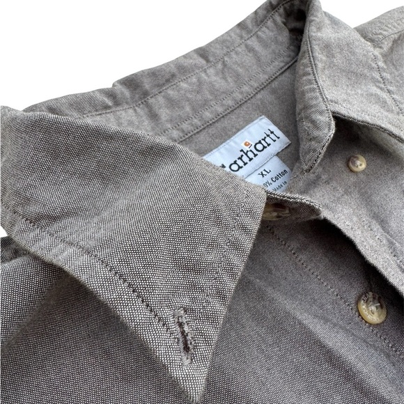 Carhartt Casual Button-Up Shirt Moss Chambray Short Sleeve Size: XL - Picture 3 of 8